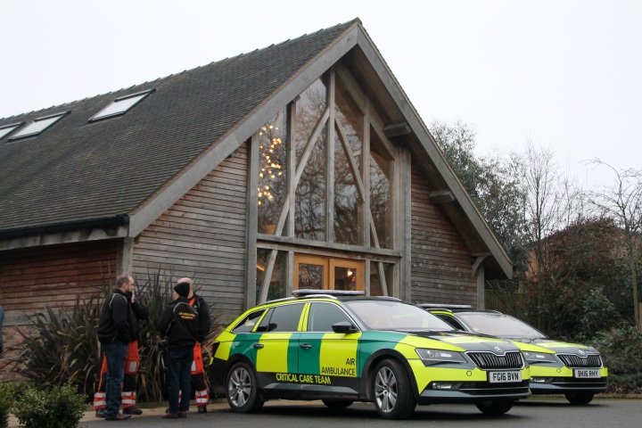 Air Ambulance Cars Displayed Outside Mythe Barn